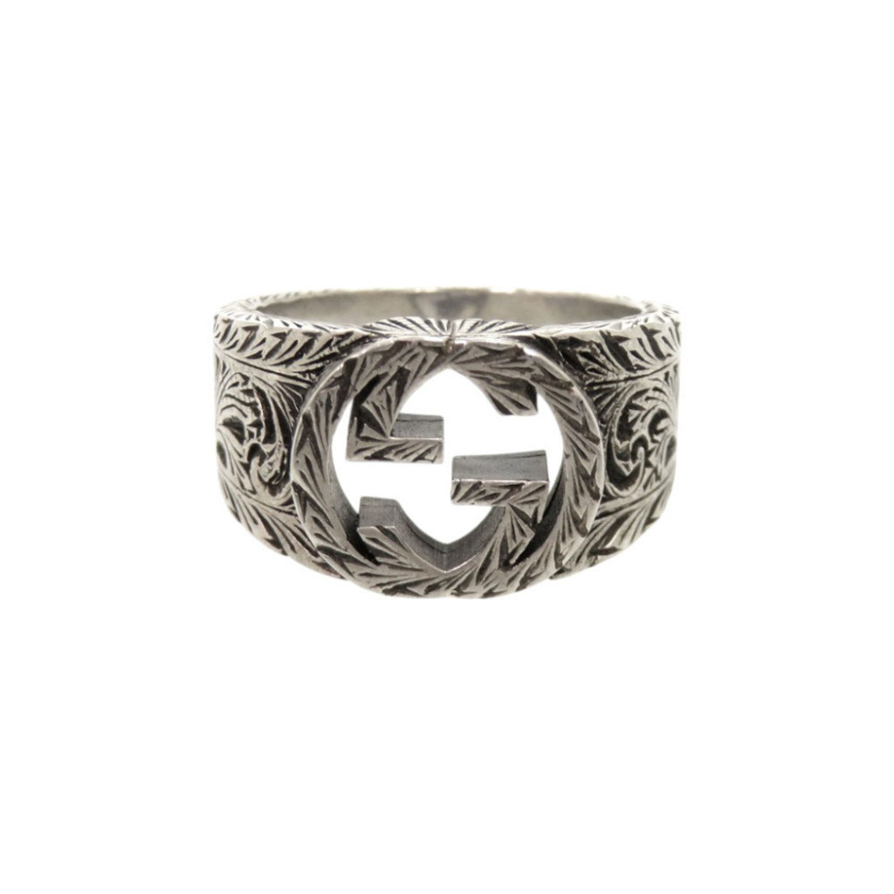 Gucci Interlocking G Arabesque Sterling Silver 925 #25 (2) Ring 0362GUCCI
